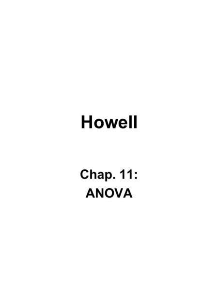 Howell Chap. 11: ANOVA. Du monde connu au monde inconnu Du test t à l’analyse de varianceDu test t à l’analyse de variance Trouvez des nouveaux noms pour.