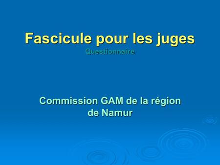 Fascicule pour les juges Questionnaire Commission GAM de la région de Namur.