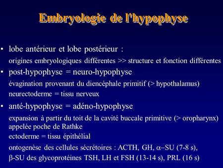 Embryologie de l'hypophyse
