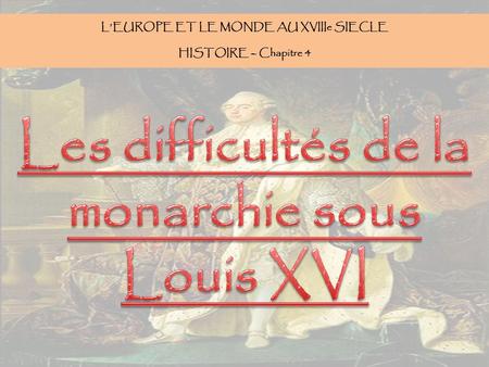 Les difficultés de la monarchie sous Louis XVI