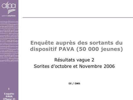 Enquête auprès des sortants du dispositif PAVA ( jeunes)