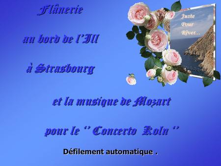 Flânerie au bord de l’Ill à Strasbourg et la musique de Mozart pour le ‘’ Concerto Koln ‘’ Défilement automatique.