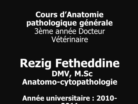 Anatomo-cytopathologie Année universitaire :
