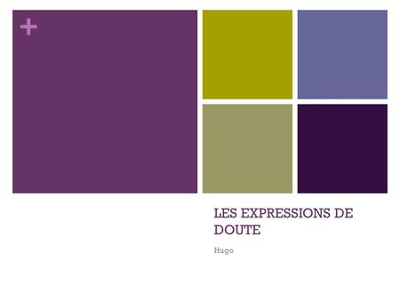 + LES EXPRESSIONS DE DOUTE Hugo. + LE SUBJUNCTIVE…RAPIDEMENT RégulierIrrégulier E Pouvoir ESSavoir EEtre IONSAvoir IEZAller ENTFaire.