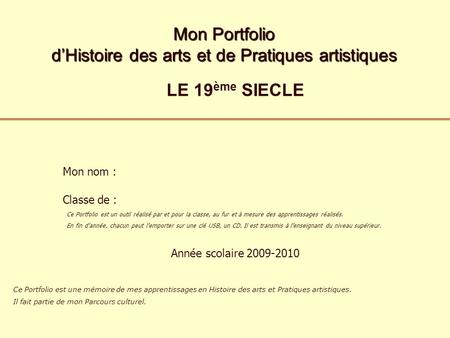 Mon Portfolio d’Histoire des arts et de Pratiques artistiques