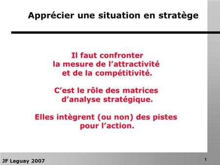 Apprécier une situation en stratège