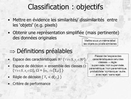 Classification : objectifs