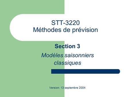 STT-3220 Méthodes de prévision
