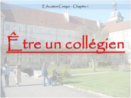 Education Civique – Chapitre 1