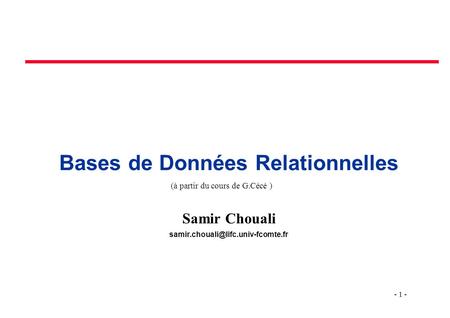 Bases de Données Relationnelles