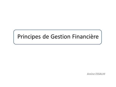 Principes de Gestion Financière