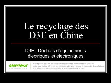 Le recyclage des D3E en Chine