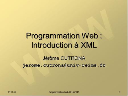 Programmation Web : Introduction à XML