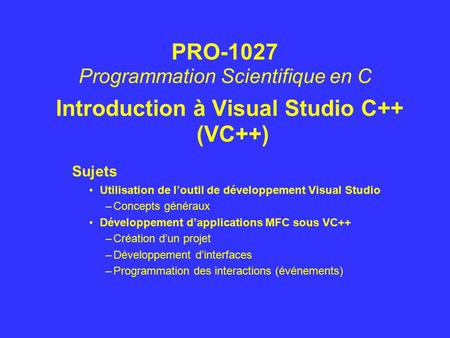 Introduction à Visual Studio C++ (VC++)