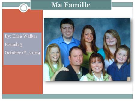 Ma Famille By: Elisa Walker French 3 October 1 st, 2009.