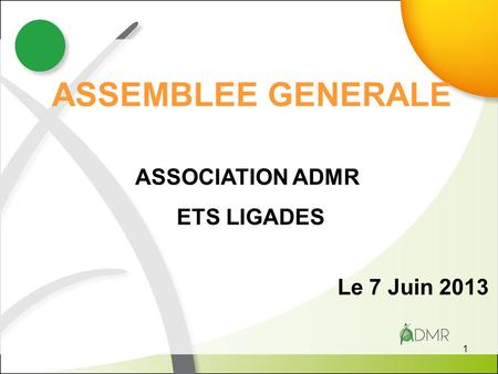 ASSEMBLEE GENERALE ASSOCIATION ADMR ETS LIGADES Le 7 Juin 2013.