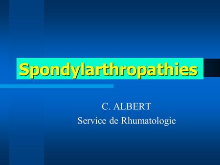 Spondylarthropathies