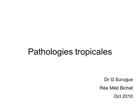 Pathologies tropicales