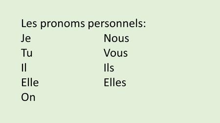 Les pronoms personnels: