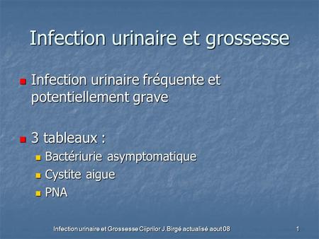 Infection urinaire et grossesse