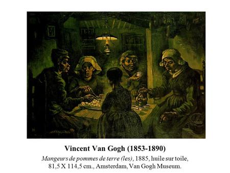 Vincent Van Gogh (1853-1890) Mangeurs de pommes de terre (les), 1885, huile sur toile, 81,5 X 114,5 cm., Amsterdam, Van Gogh Museum.