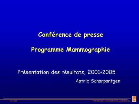 Conférence de presse Programme Mammographie