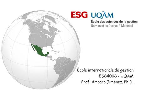 École internationale de gestion ESG400G - UQAM Prof. Amparo Jiménez, Ph.D.