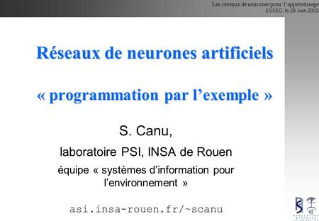 Réseaux de neurones artificiels « programmation par l’exemple »
