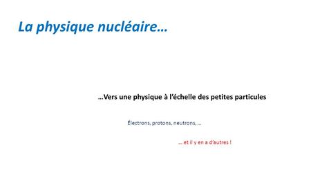 La physique nucléaire…