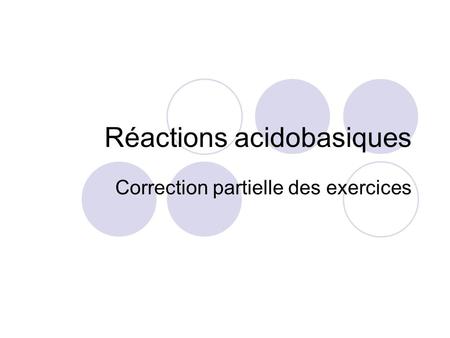 Réactions acidobasiques