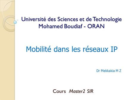 Université des Sciences et de Technologie Mohamed Boudiaf - ORAN