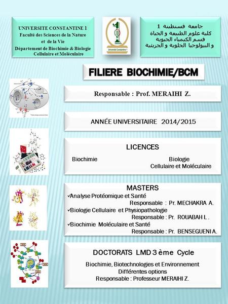 FILIERE BIOCHIMIE/BCM