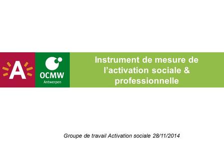Instrument de mesure de l’activation sociale & professionnelle Groupe de travail Activation sociale 28/11/2014.