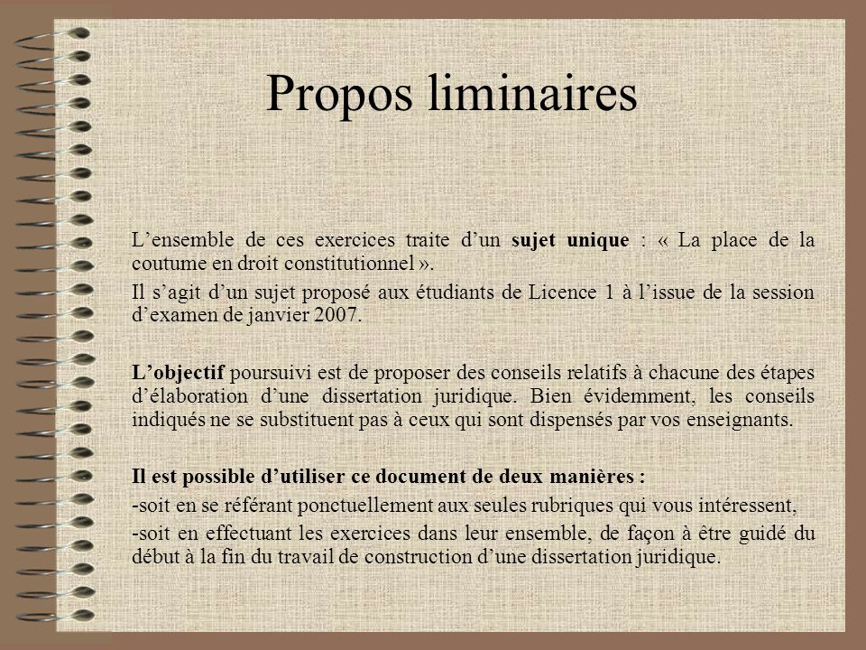 Dissertation Coutume Et Constitution