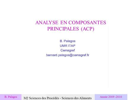 ANALYSE EN COMPOSANTES PRINCIPALES (ACP)