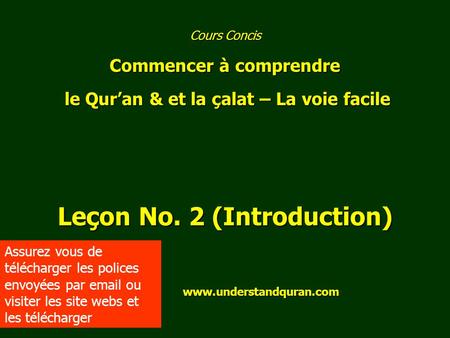 Leçon No. 2 (Introduction)