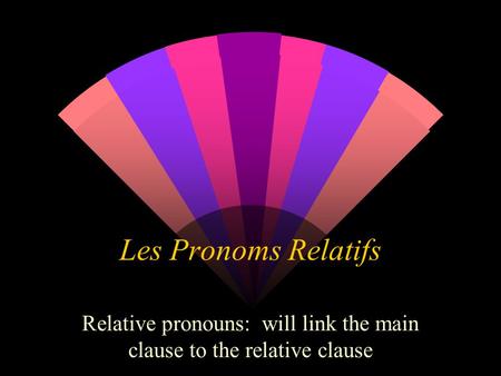 Relative pronouns: will link the main clause to the relative clause