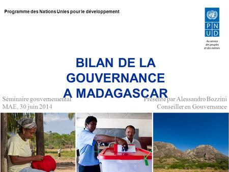 BILAN DE LA GOUVERNANCE A MADAGASCAR
