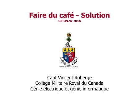 Faire du café - Solution GEF492A 2014