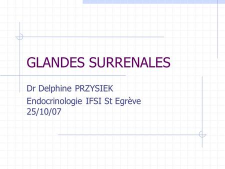 Dr Delphine PRZYSIEK Endocrinologie IFSI St Egrève 25/10/07