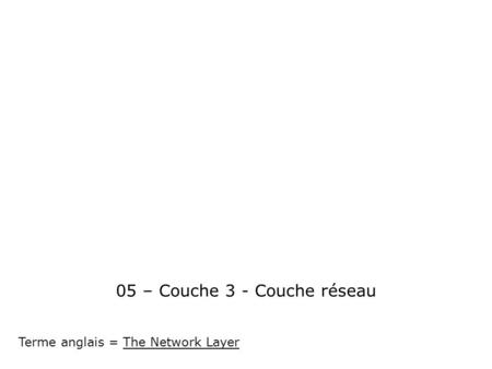 05 – Couche 3 - Couche réseau Terme anglais = The Network Layer.