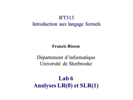 IFT313 Introduction aux langage formels
