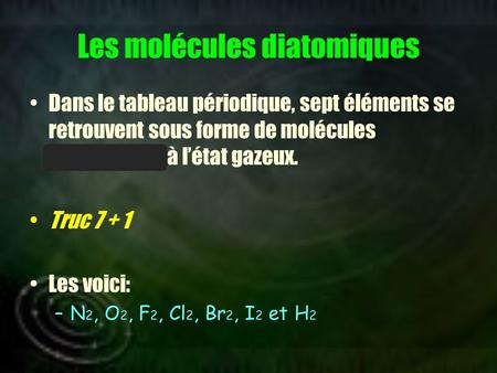 Les molécules diatomiques