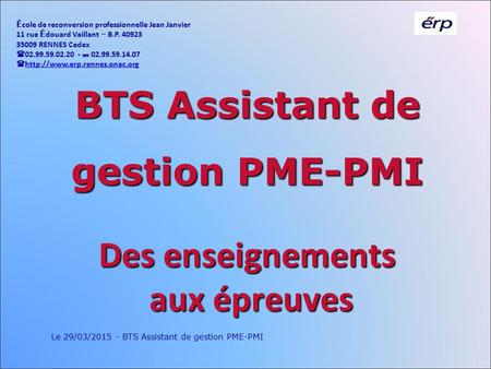 BTS Assistant de gestion PME-PMI