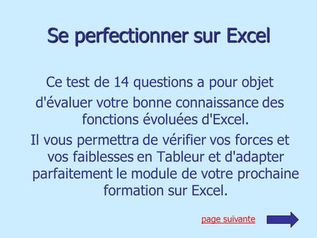 Se perfectionner sur Excel