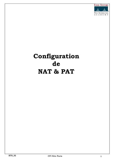 Configuration de NAT & PAT