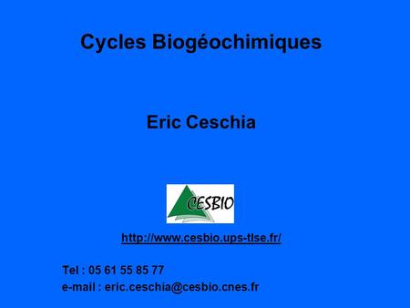 Cycles Biogéochimiques