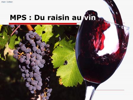 Alain Cotten MPS : Du raisin au vin.