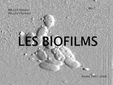 Bio 2 MILLOT Manon RIGGAZ Florence LES BIOFILMS Année 2007-2008.
