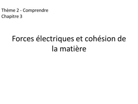 Forces électriques et cohésion de la matière